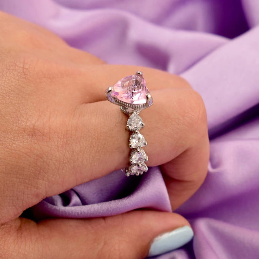 Pink heart cocktail ring