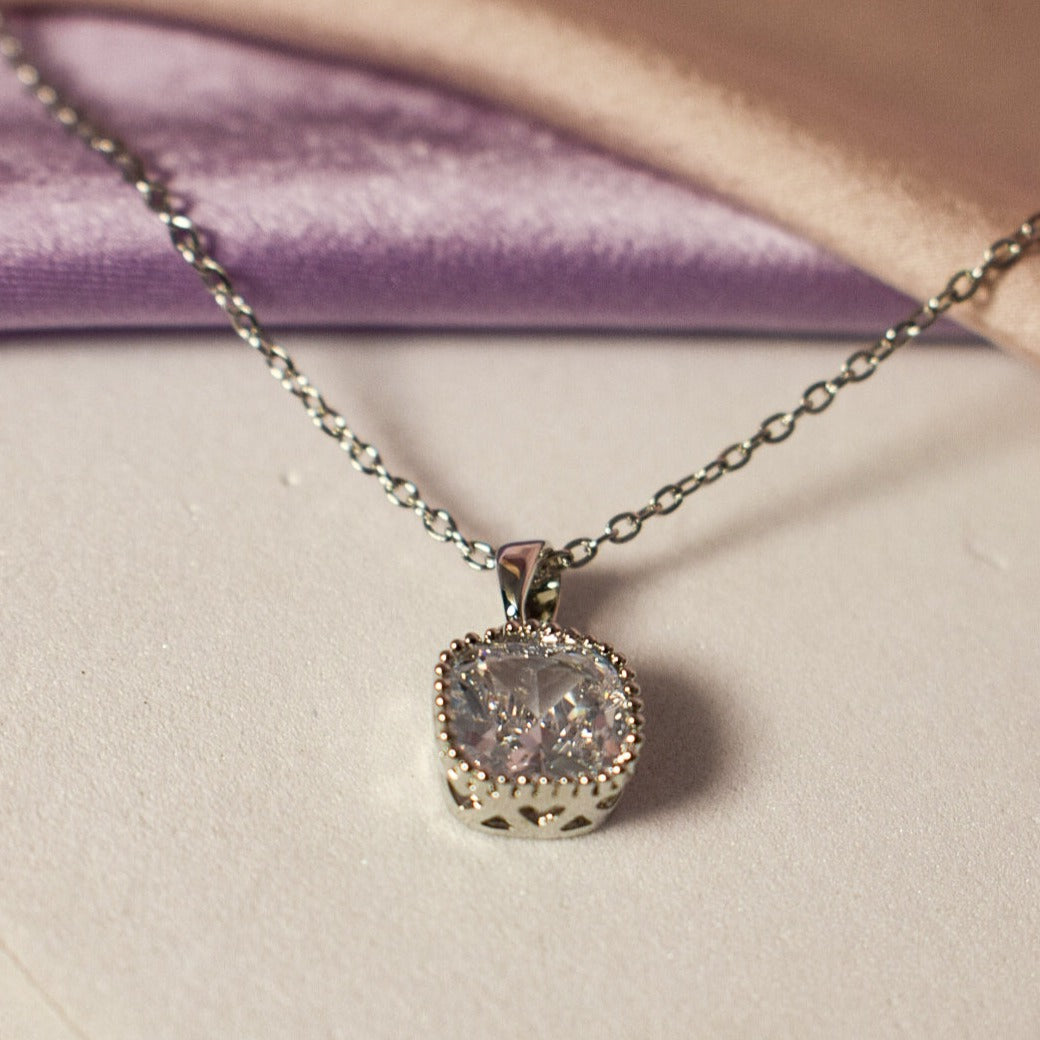 Dainty Silver Diamond Elegance Pendant Salty