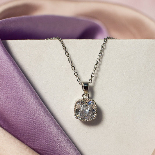 Dainty Silver Diamond Elegance Pendant Salty