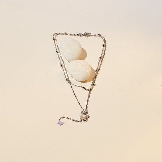 Dainty Winged Splendor Silver Necklace Salty
