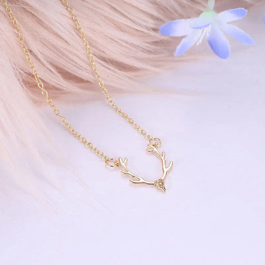 Deer Charm Necklace Gold