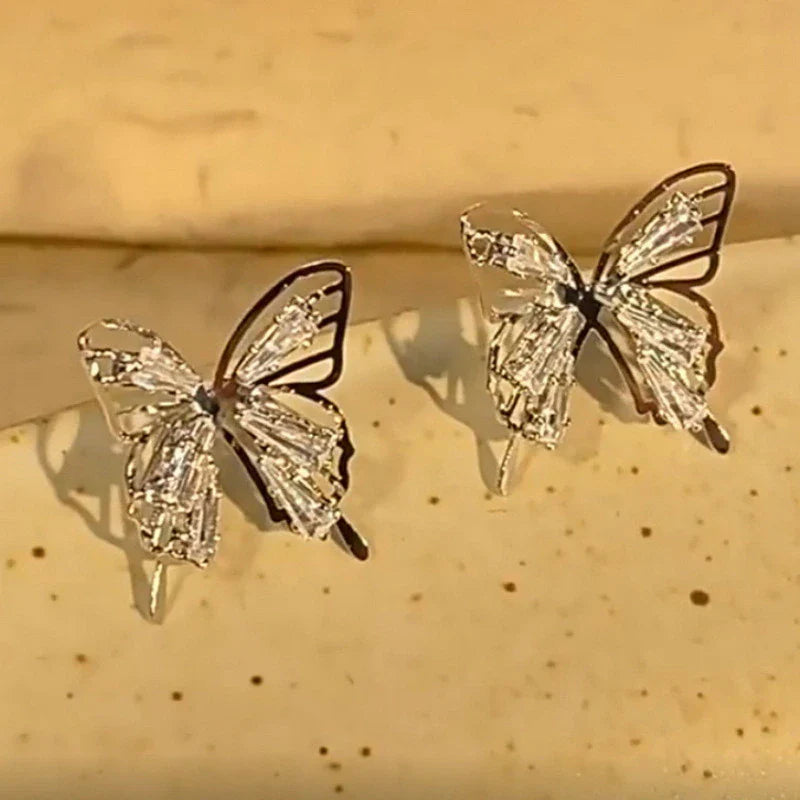 Diamond Butterfly Stud Earrings Salty