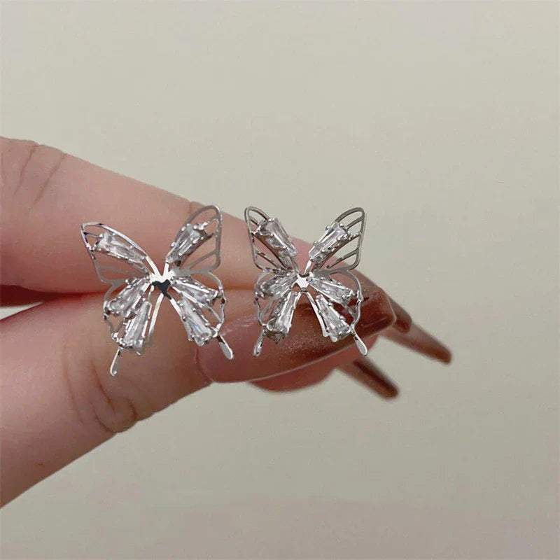 Diamond Butterfly Stud Earrings Salty