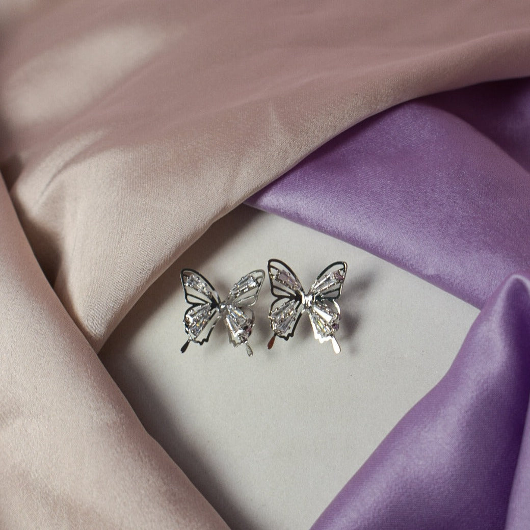 Diamond Butterfly Stud Earrings Salty