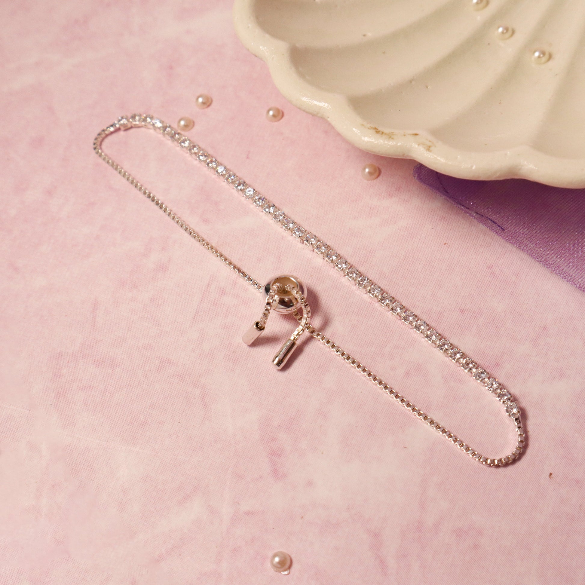 Diamond Whisper Tennis Bracelet - Silver Salty