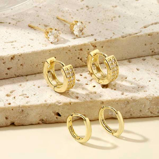 Set of 3 Luxe Gold Earrings