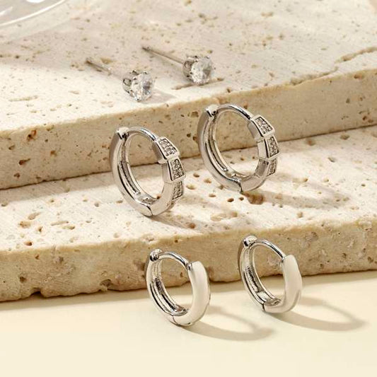 Set of 3 Classic Silver Earrings