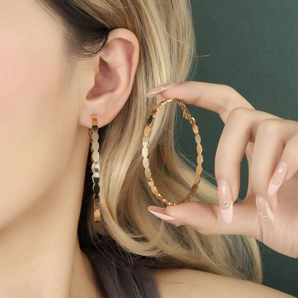 Bucolic Big Gold Hoop Earring