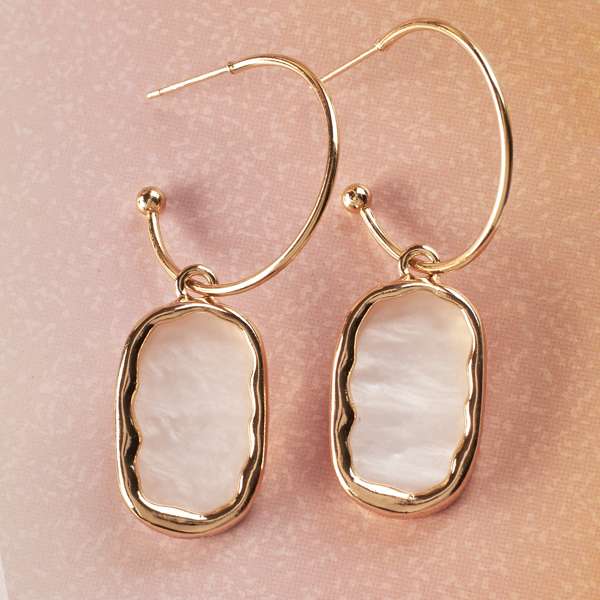 Leidy Marble Gold Hoop Earring