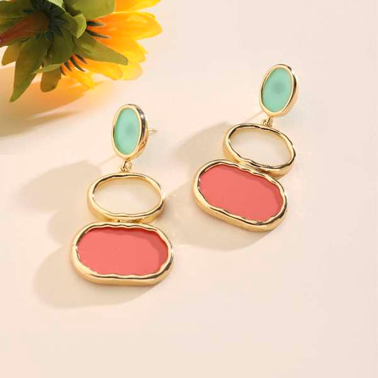 Guac Multicolor Resin Gold Earring