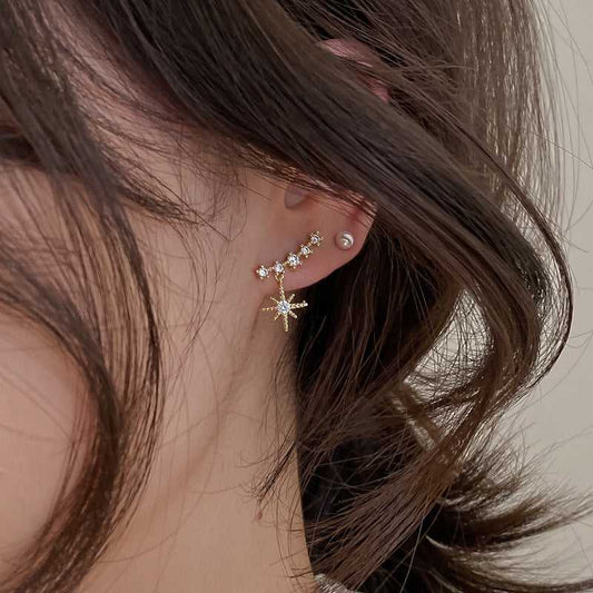 Eight-Star Lucky Astrology Zircon Studded Stud Earrings