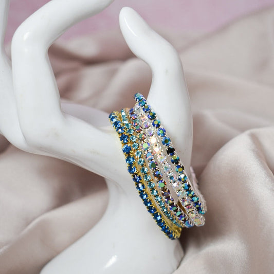 Electric Blue Glam Stackable Bands (Set of 5) Salty