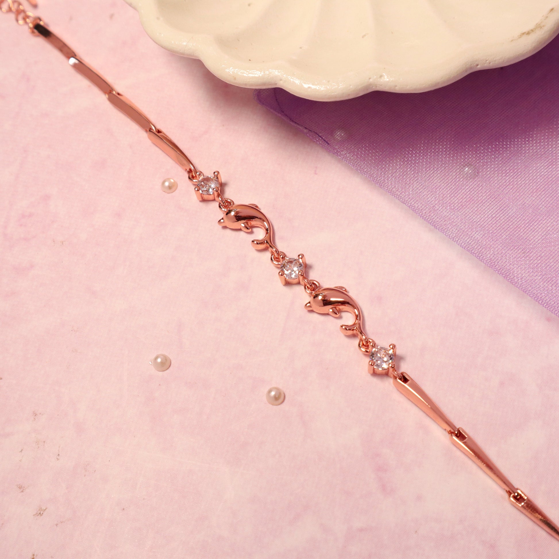Elegant Golden Dolphin Silhouette Bracelet Salty