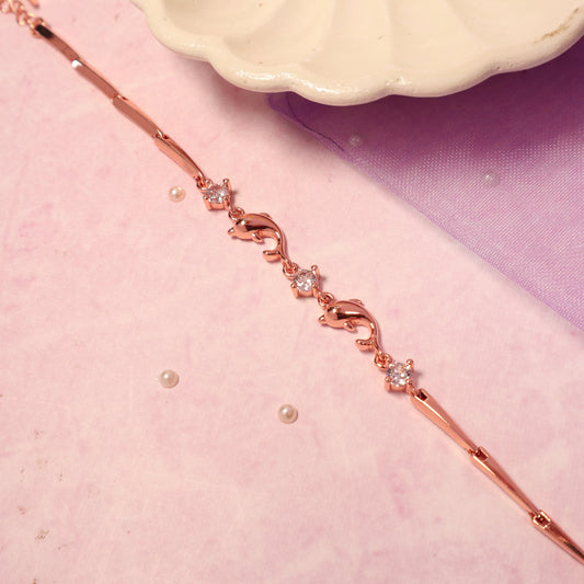 Elegant Golden Dolphin Silhouette Bracelet Salty