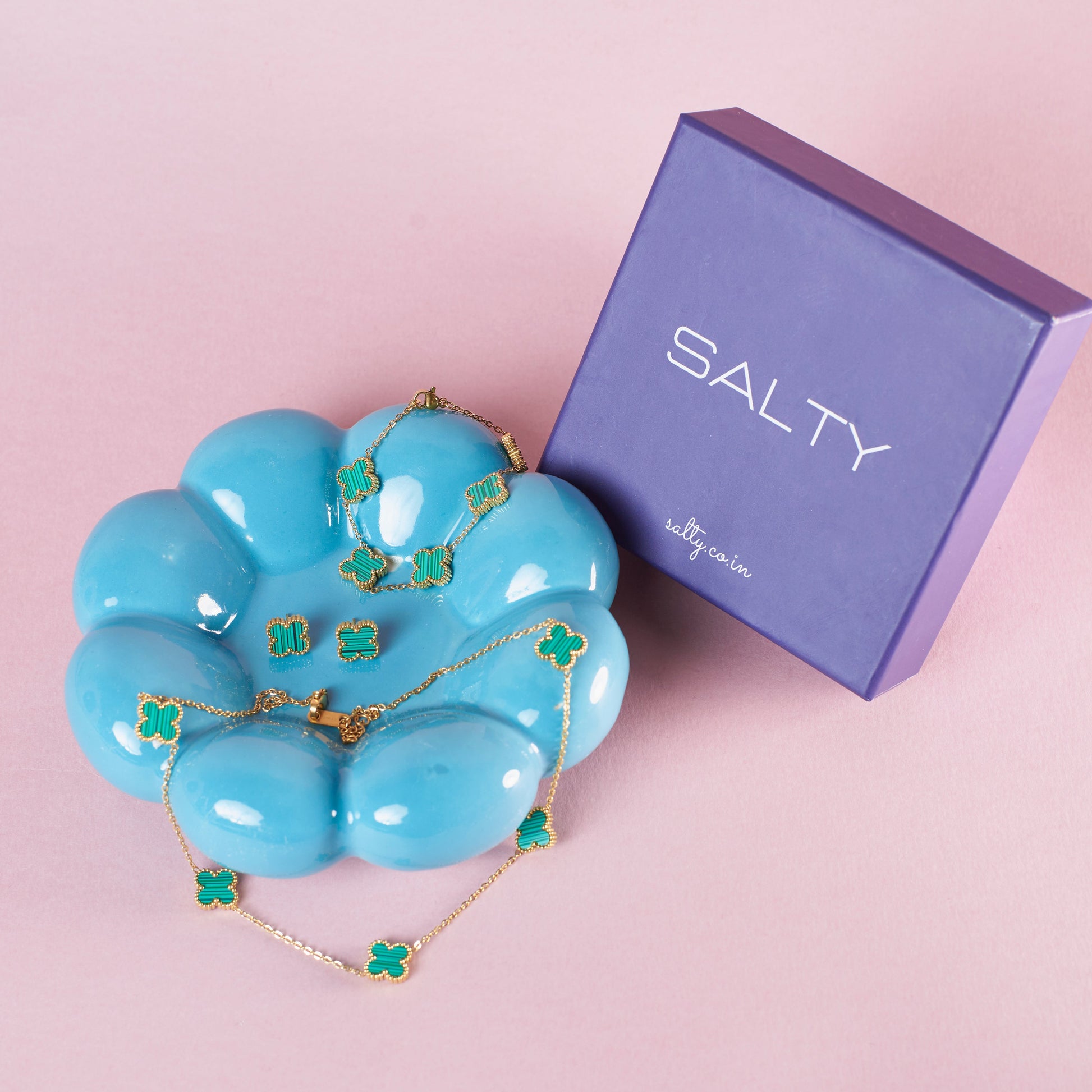 Emerald Clover Affair Jewellery Set Salty