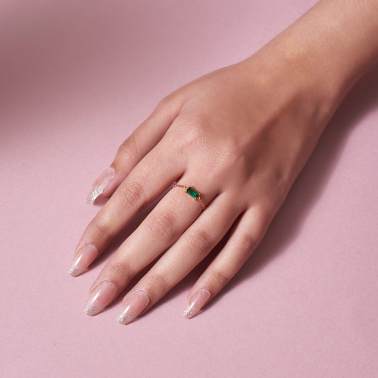 Emerald Green Self-Love Chain Ring Salty