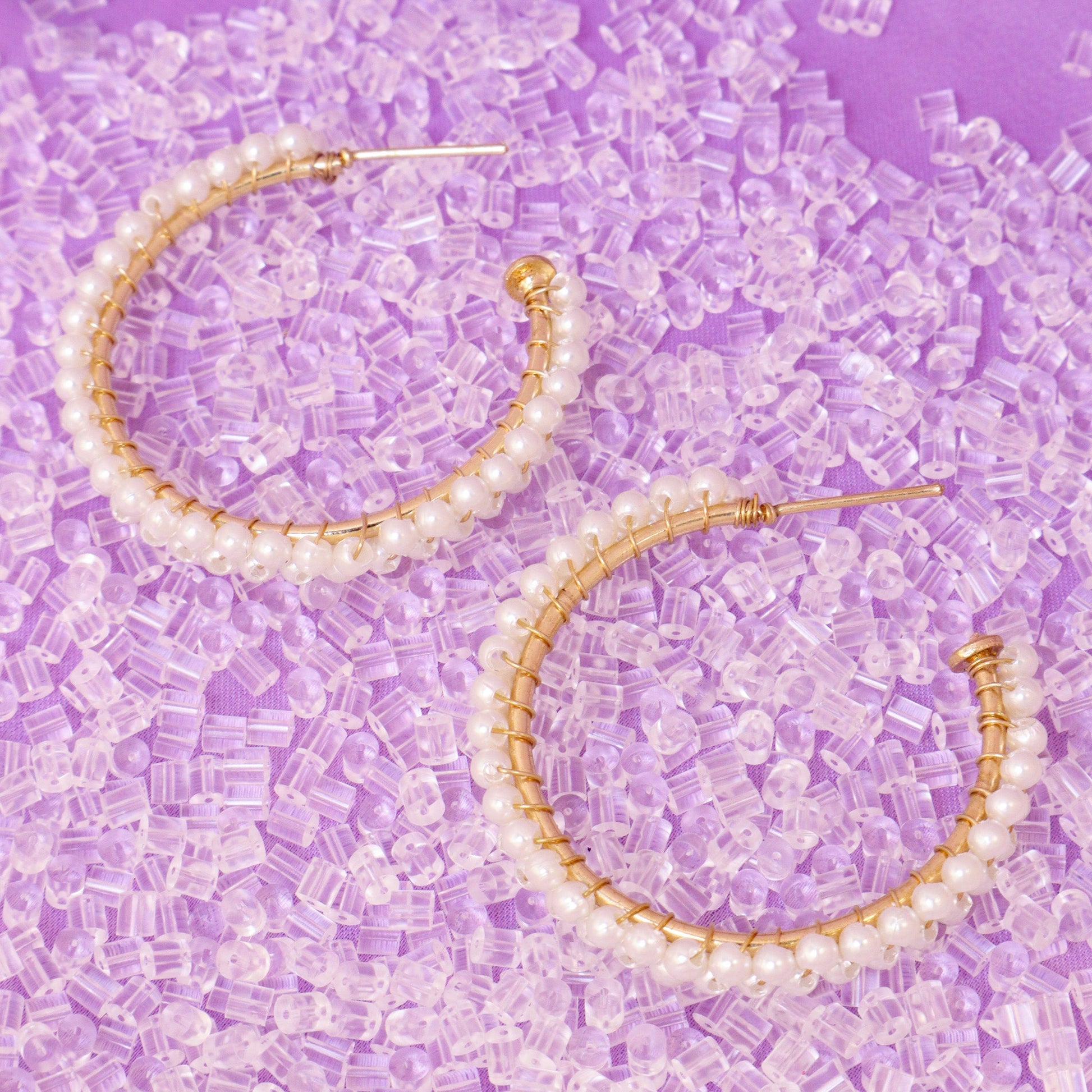 Ethnic Pearl Wrapped Hoop