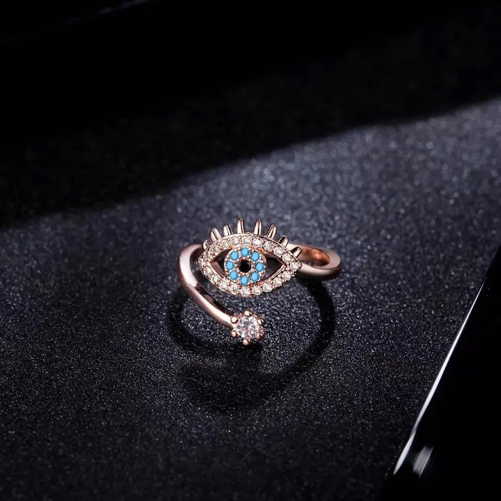 Cute Evil Eye Adjustable Ring - Rose Gold | Salty