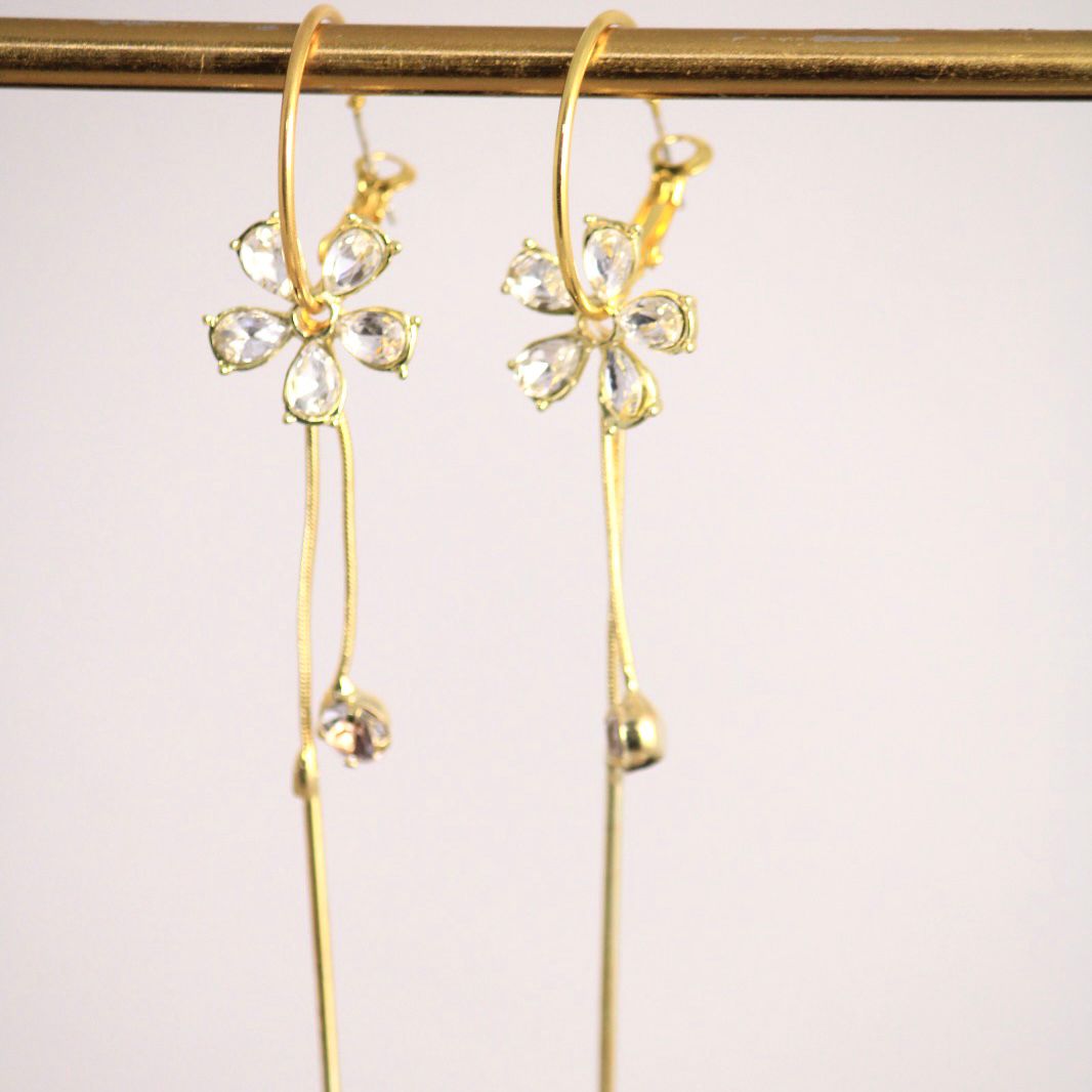 Floral Golden Hoops Earrings