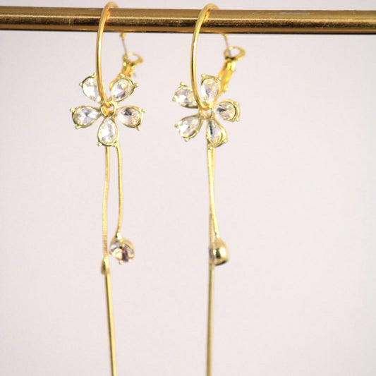 Floral Golden Hoops Earrings