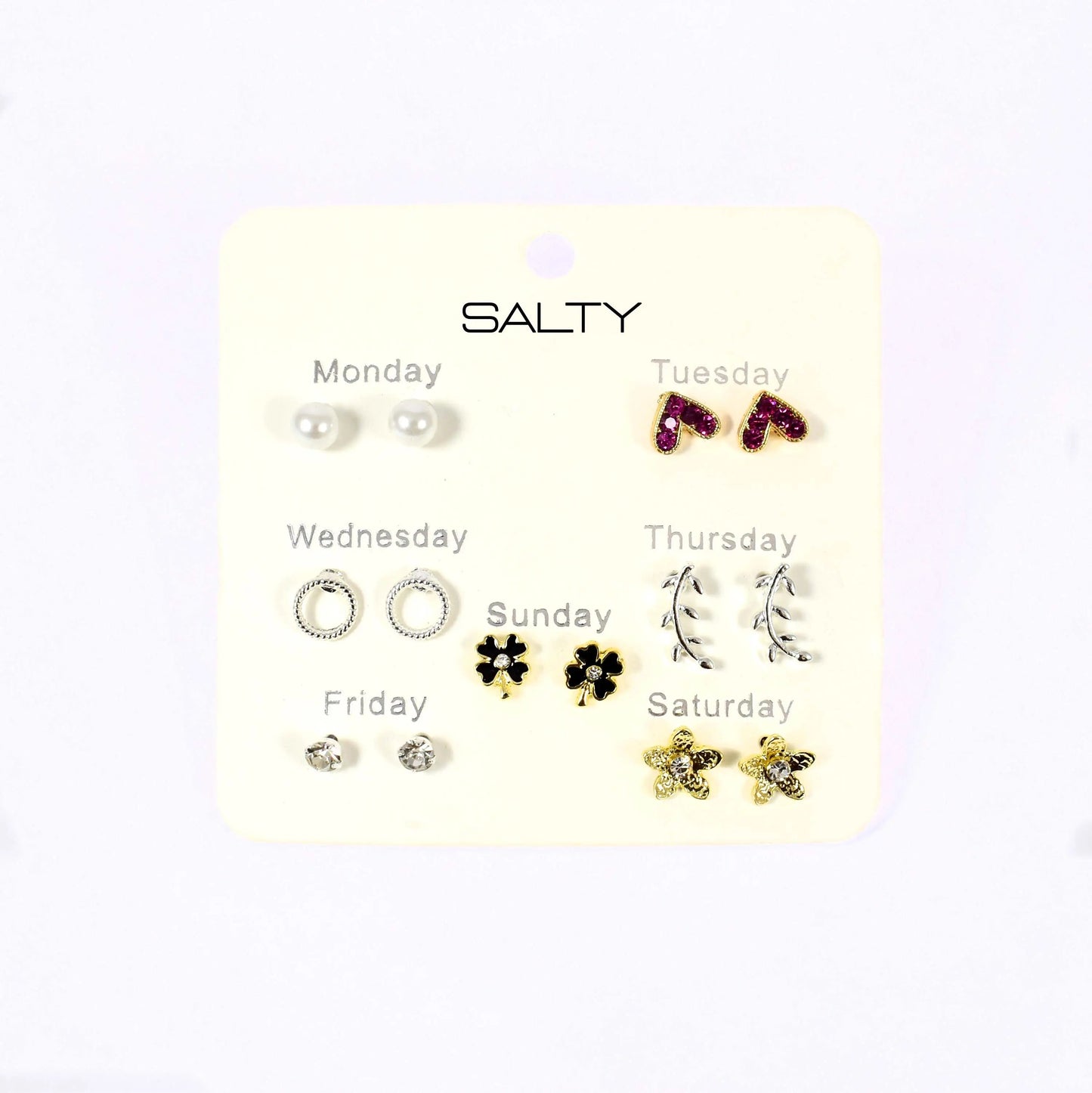 "Flowers" Weekly 7 Stud Earrings Set