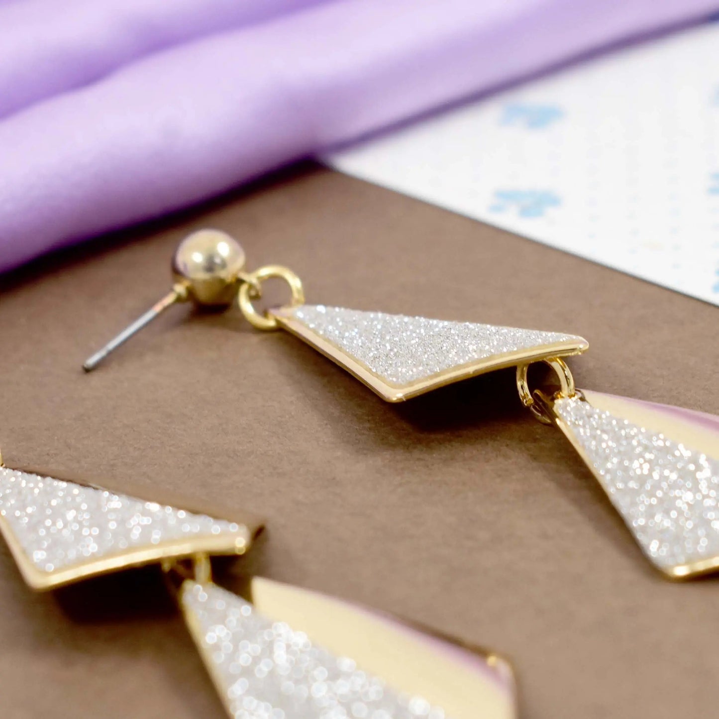 Flying Kites Silver Gold Tassel Drop Earrings