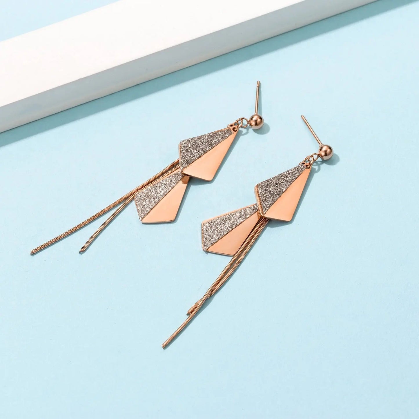 Flying Kites Silver Gold Tassel Drop Earrings