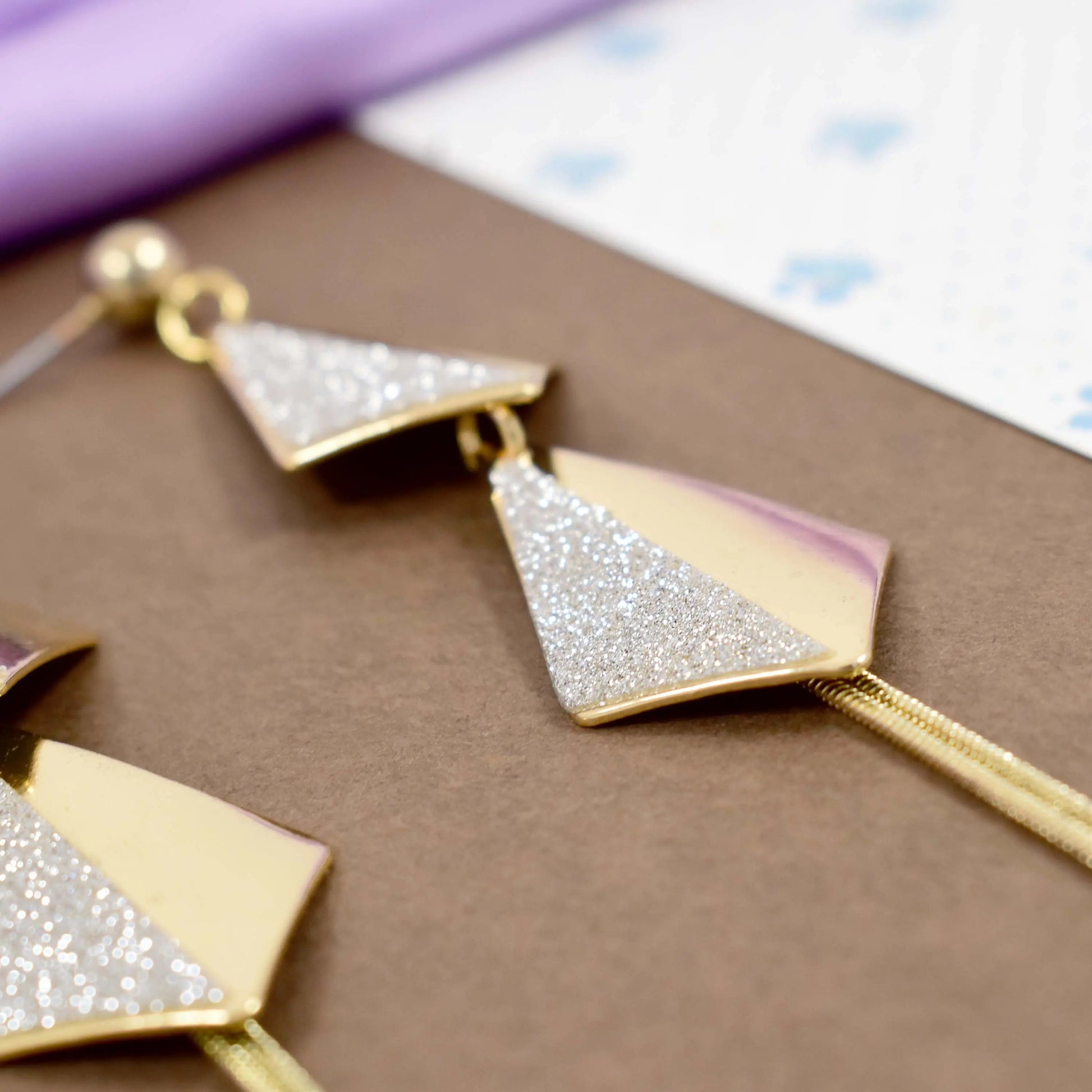 Flying Kites Silver Gold Tassel Drop Earrings