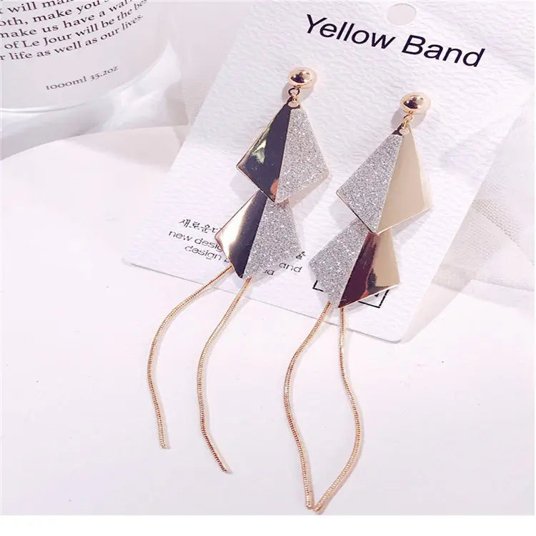 Flying Kites Silver Gold Tassel Drop Earrings