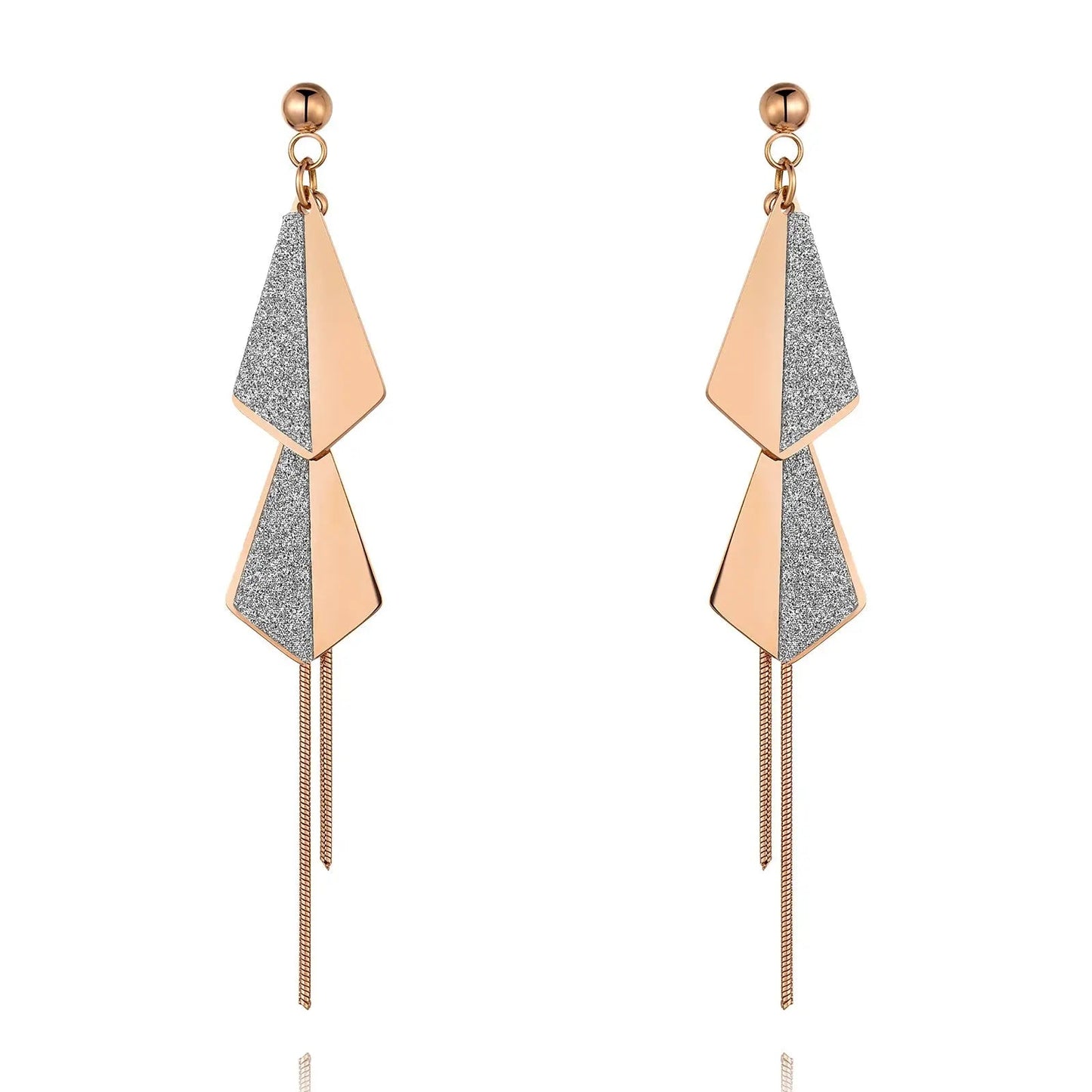 Flying Kites Silver Gold Tassel Drop Earrings