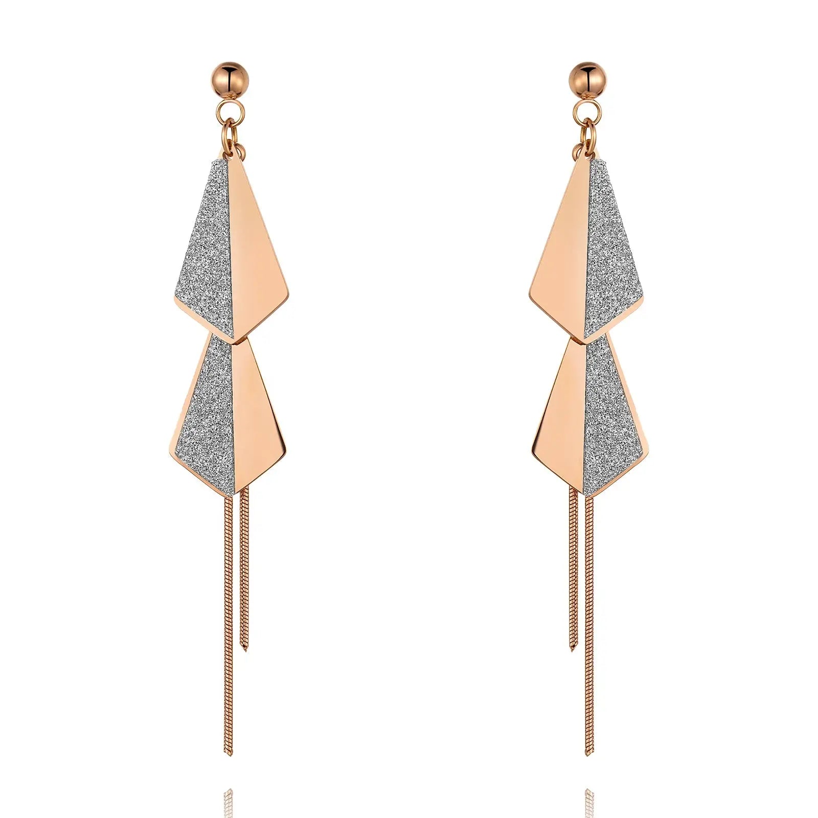 Flying Kites Silver Gold Tassel Drop Earrings