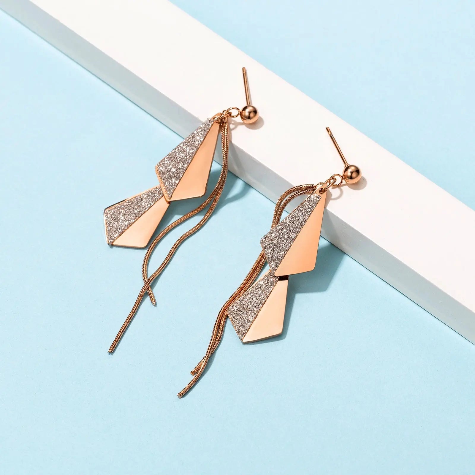 Flying Kites Silver Gold Tassel Drop Earrings