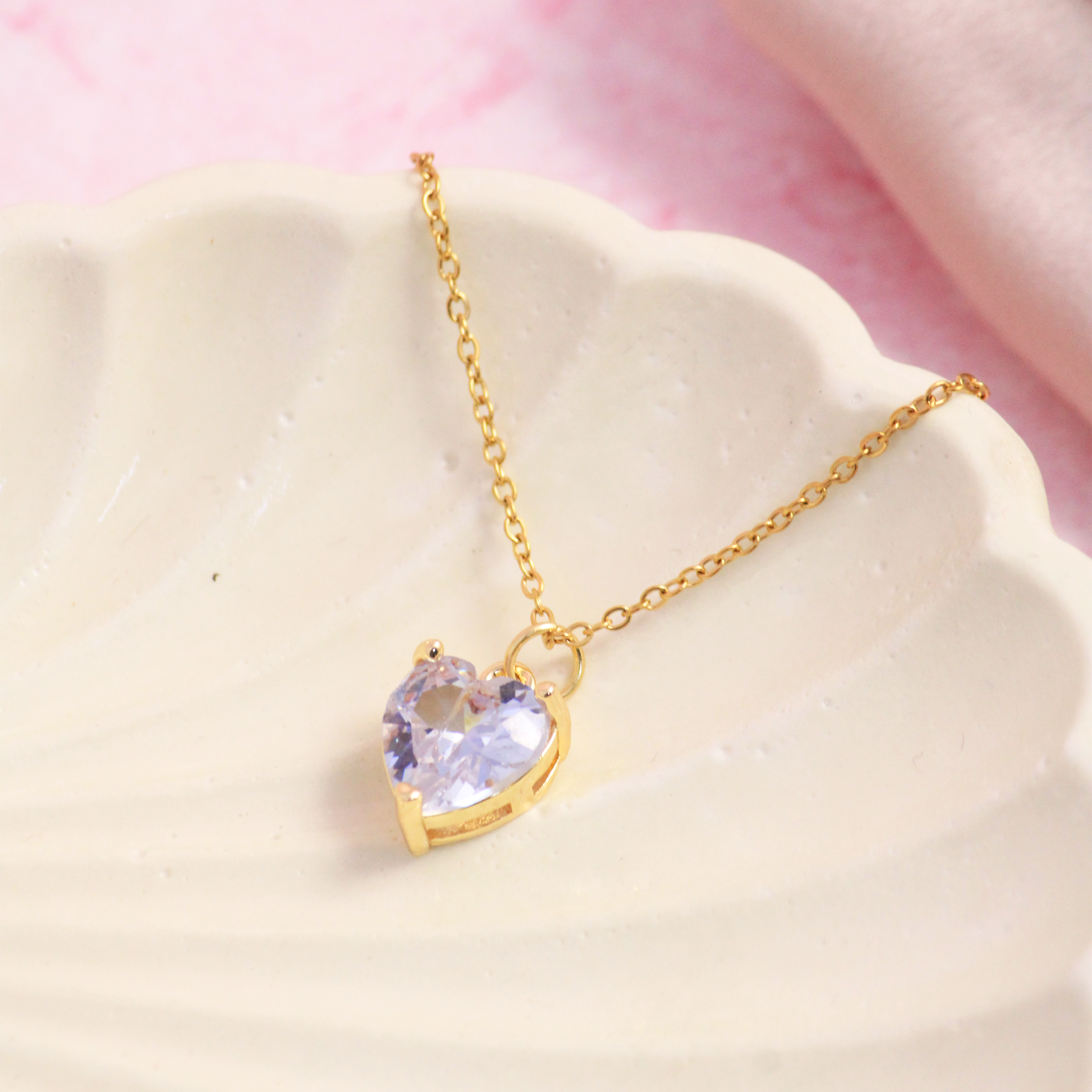 Gemini White Heart Necklace