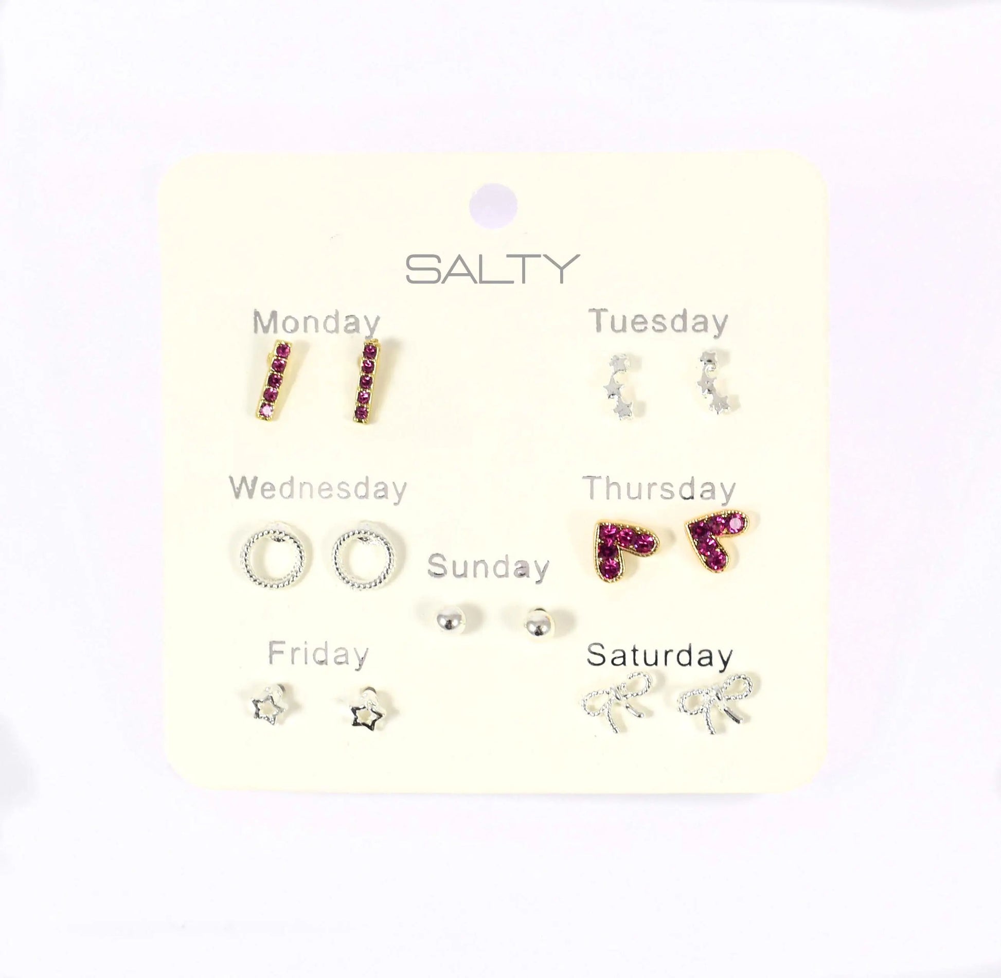 "Glam"  Weekly 7 Stud Earrings Set