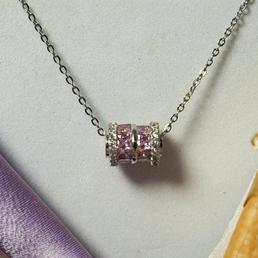 Glamourous Pink Cubic Necklace Salty