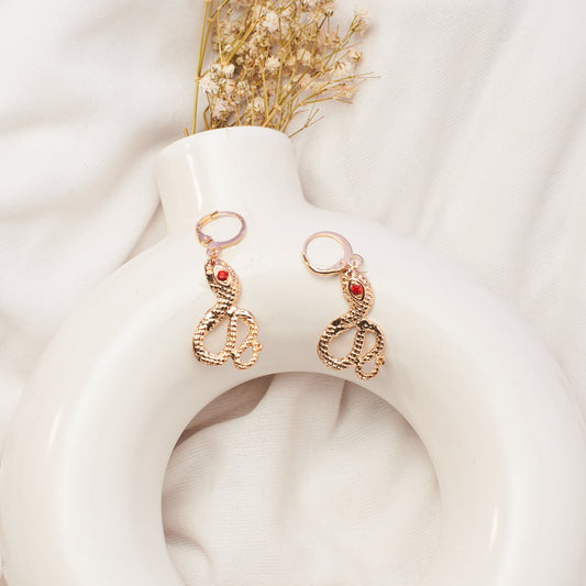 Glamourous Red Eye Snake Earrings Salty
