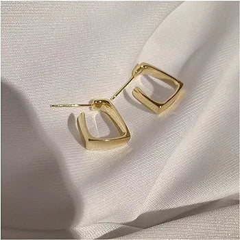 Gold Shine Square Hoop Hugging Earrings Salty