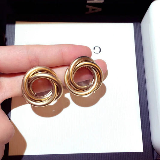 Golden Crooked Minimal Earrings