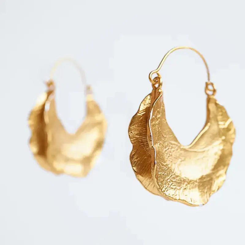 Gothic Punk Metal Irregular Gold Drop Hoop Earrings