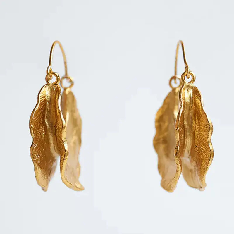 Gothic Punk Metal Irregular Gold Drop Hoop Earrings