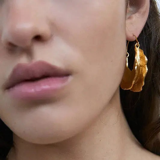 Gothic Punk Metal Irregular Gold Drop Hoop Earrings