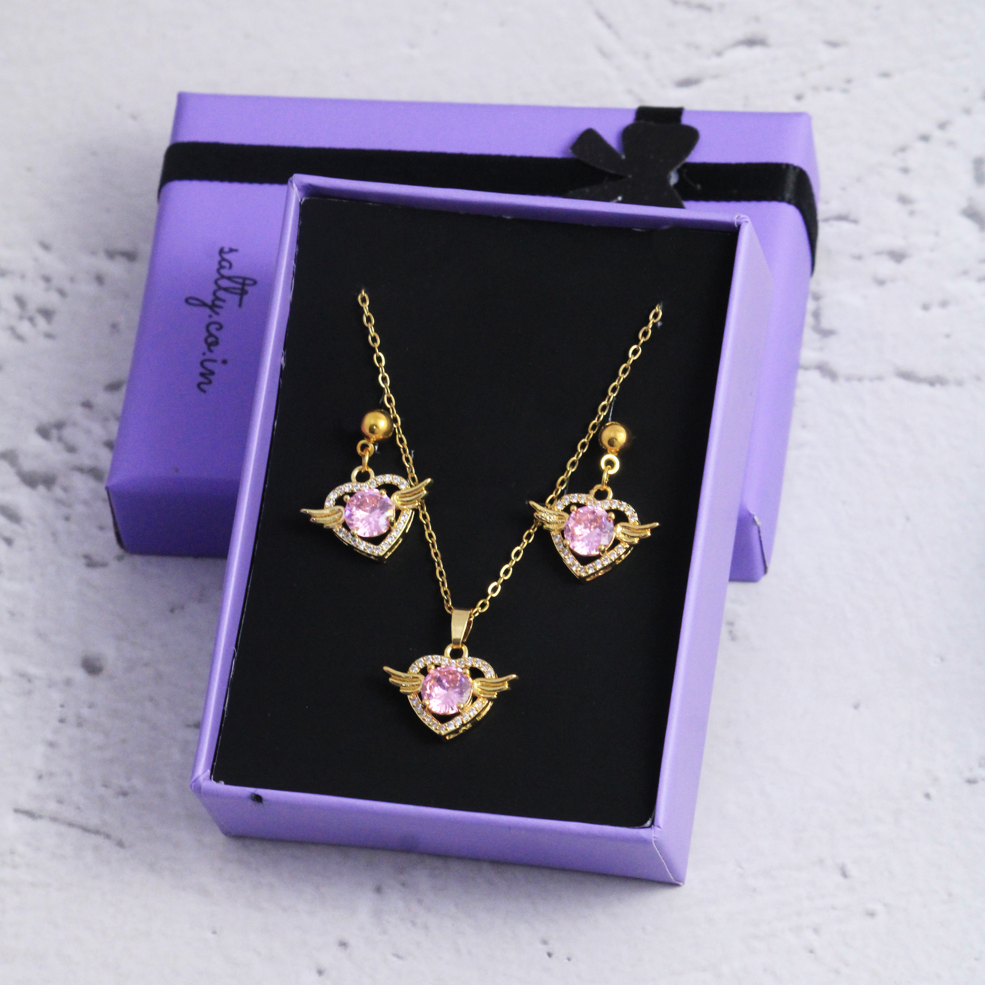 Graceful Sapphire Earrings and Necklace Set