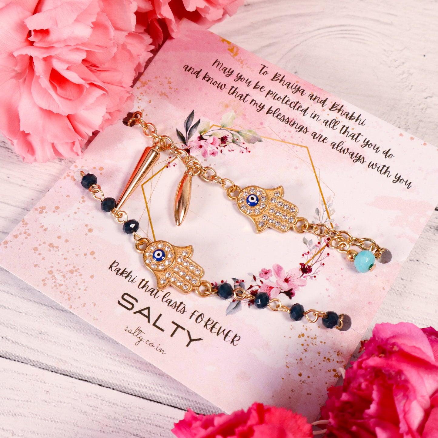 Hamsa Evil Eye Rakhi For Bhaiya And Bhabhi Salty