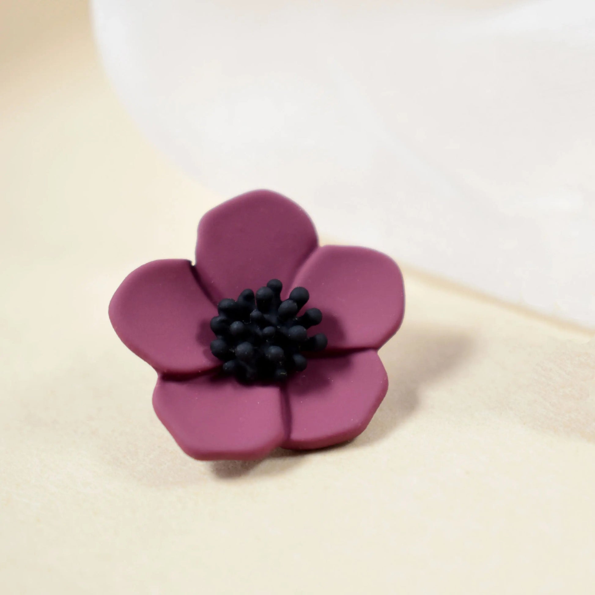 Hawaiian Style Wine Red Flower Minimalist Stud Earrings