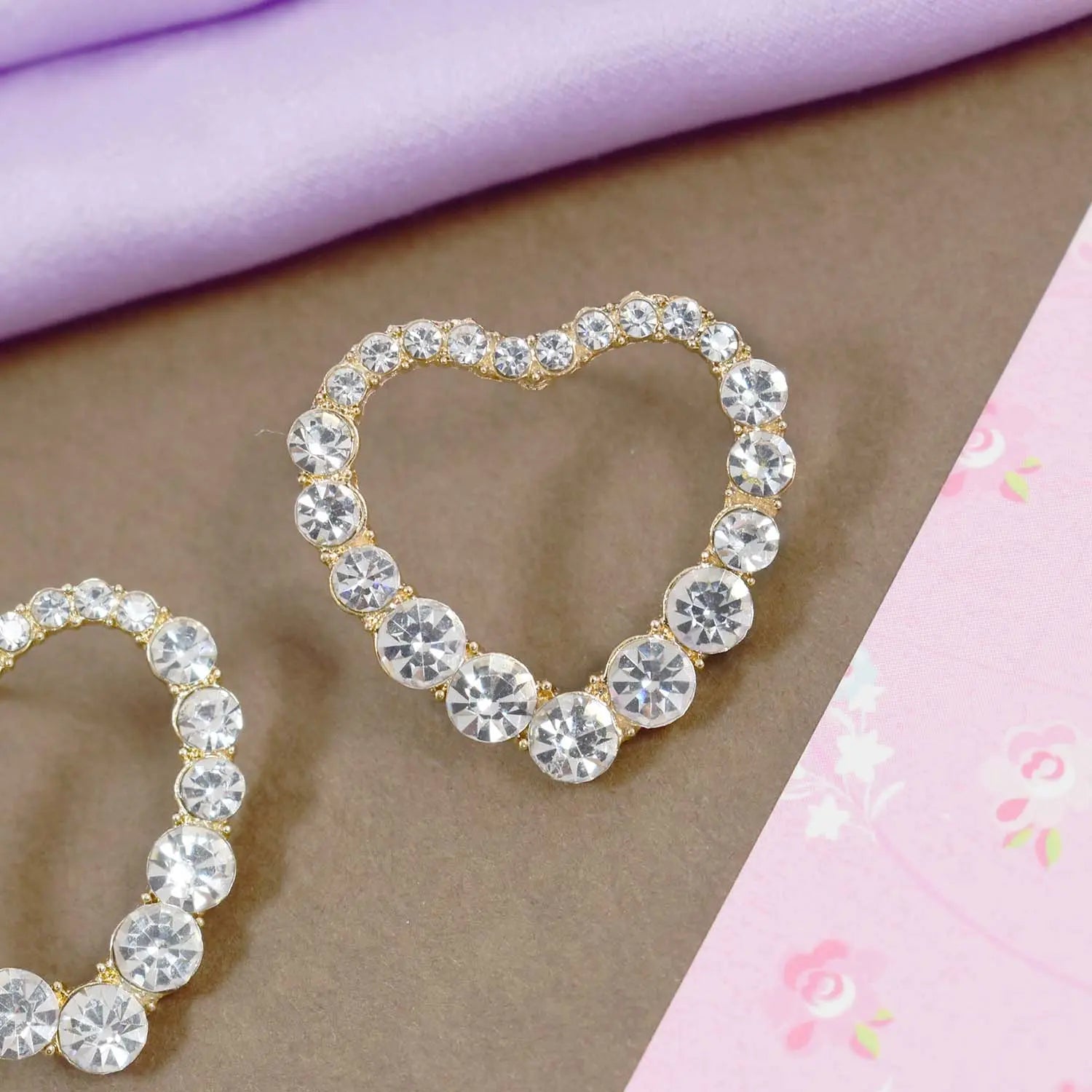 Hollow Crystal Heart Studded Earrings