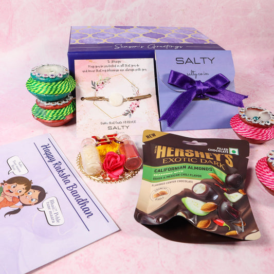 White Traditional Rakhi Gift Box Salty