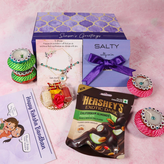 Traditional Blue Evil Eye Rakhi Gift Box Salty