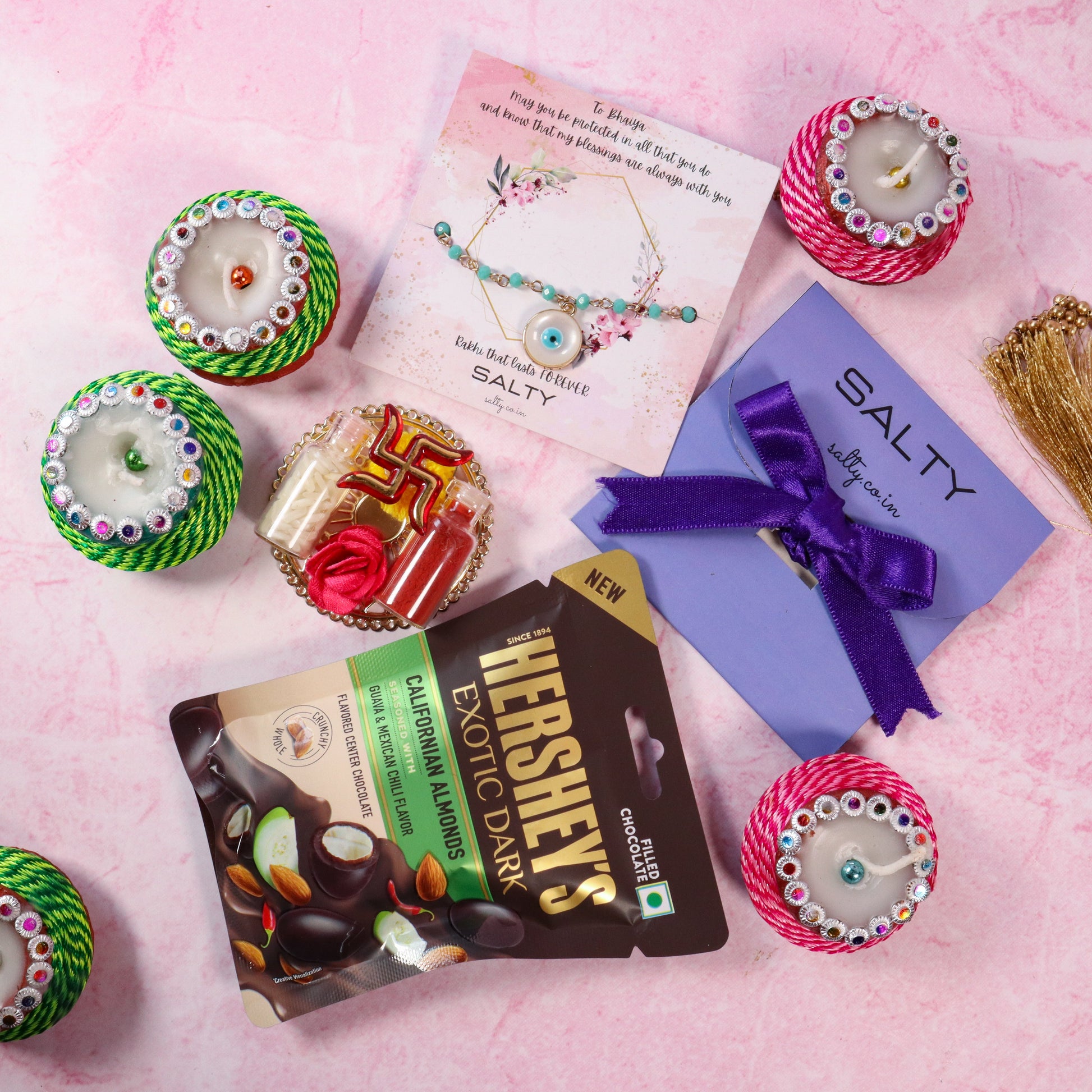 Traditional Blue Evil Eye Rakhi Gift Box Salty