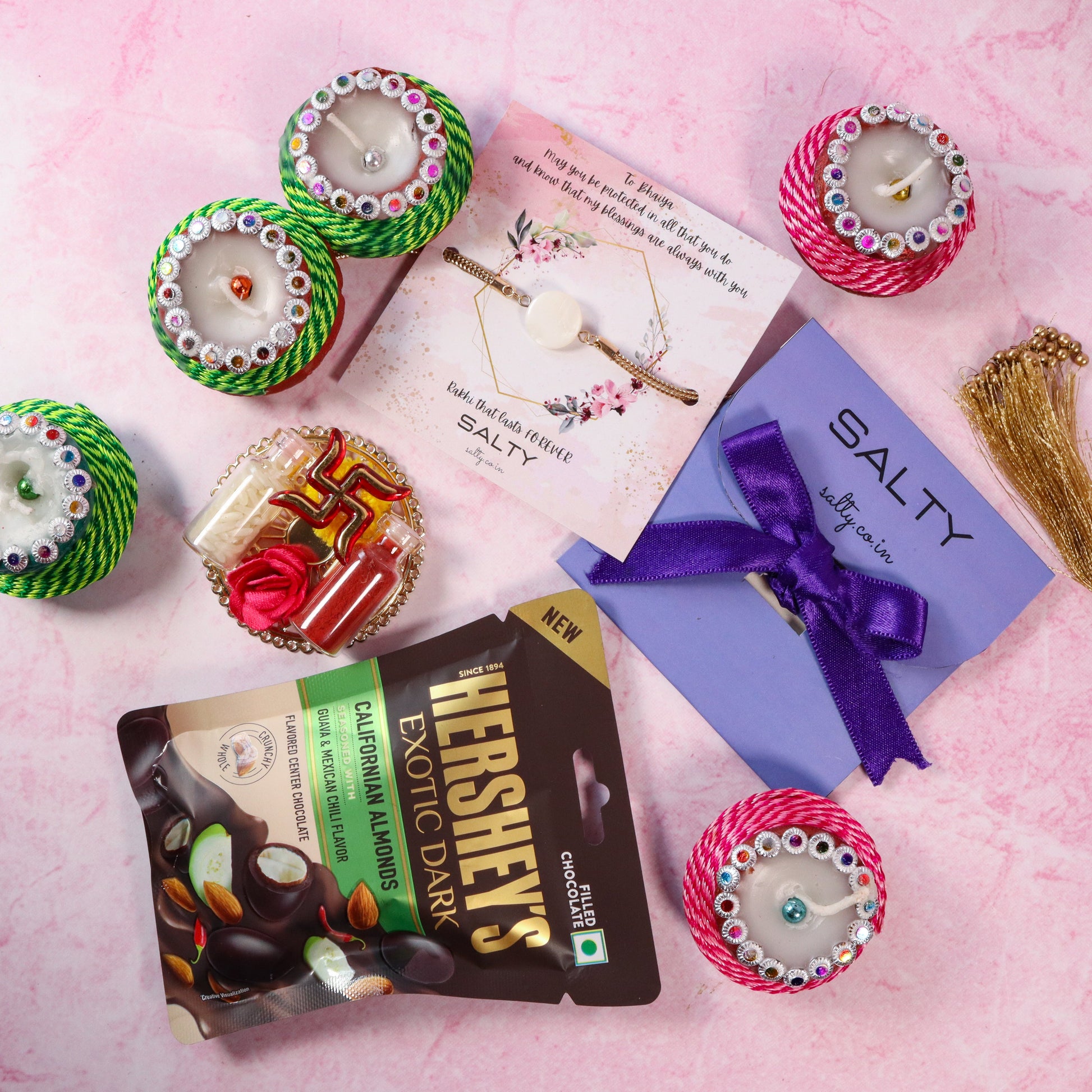 White Traditional Rakhi Gift Box Salty