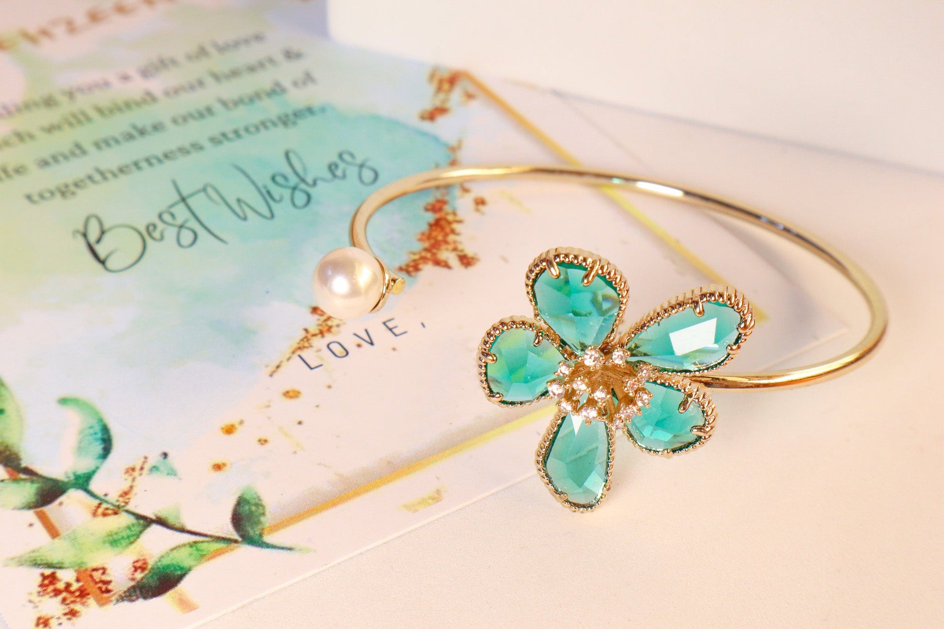 Blue Orchids Pearl Bracelet
